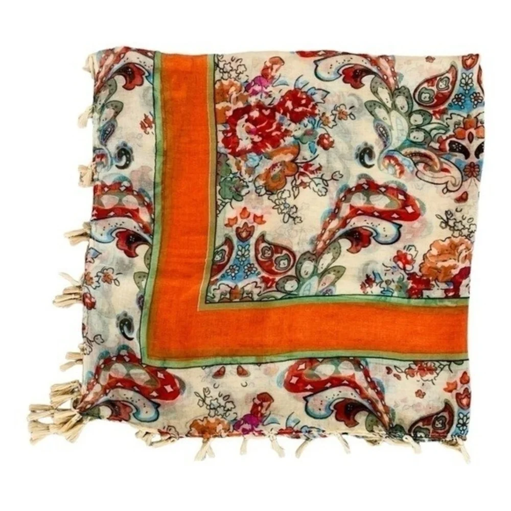 Designer Multicolor Paisley Print Square Scarf 48